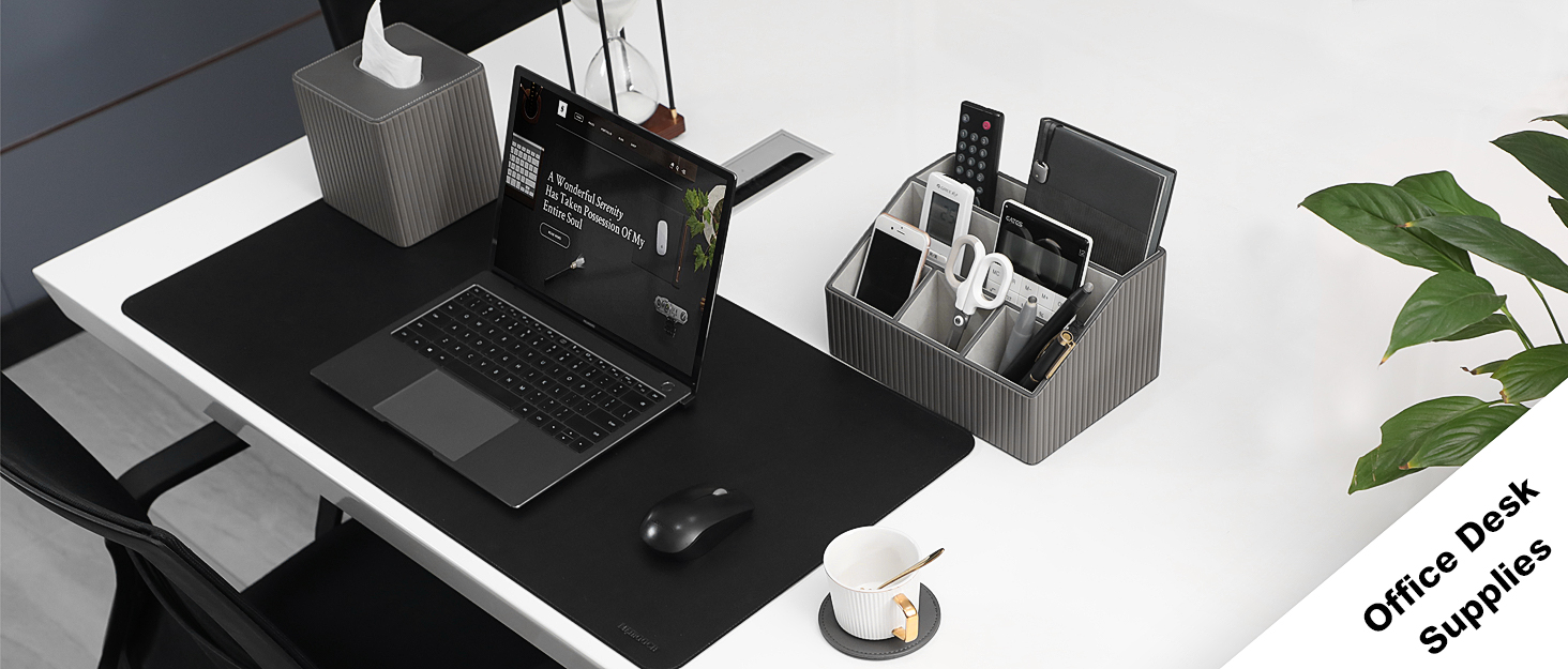 MEIBOOCH Leather Desk Organizer, Luxury Office Supplies