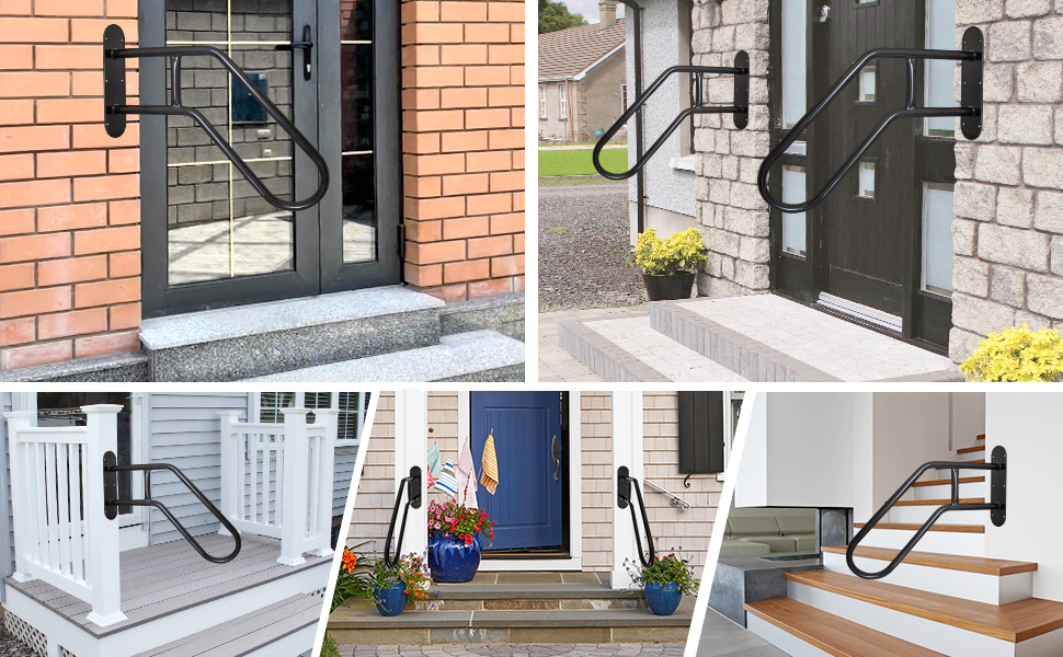 Flibaluly Wall Mount Handrails for Outdoor Steps,Handrail for 13 Step