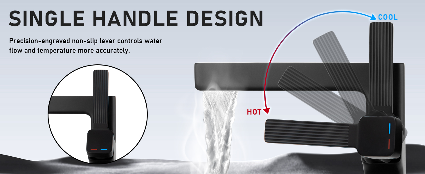 Aection Black Bathroom Faucets 1 Hole，Solid Brass Bathroom Sink Faucet