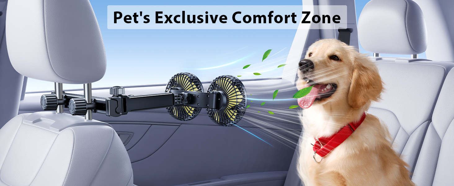 DICMKY Dual Head Car Cooling Fan for Back Seat