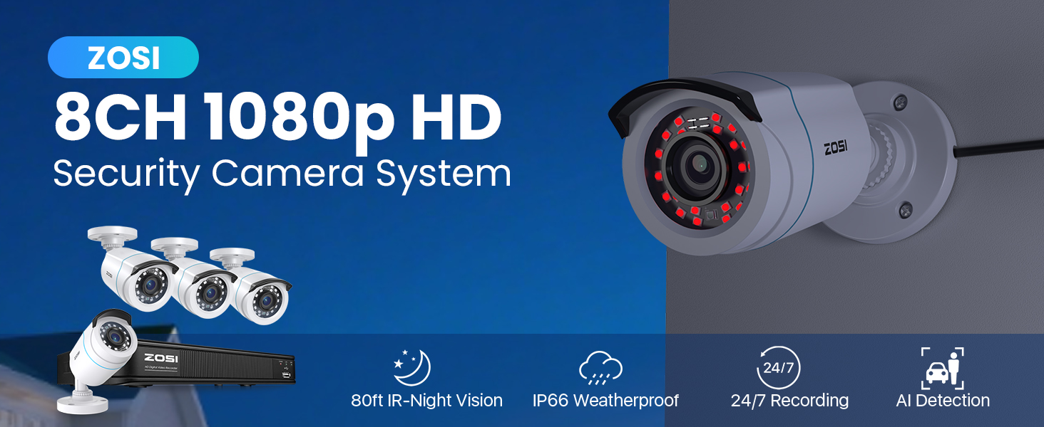 ZOSI 8CH 1080p HD Security Camera System
