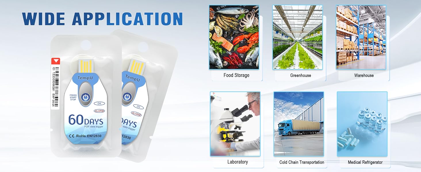 Tzone USB Temperature Data Logger with PDF Report Single Use