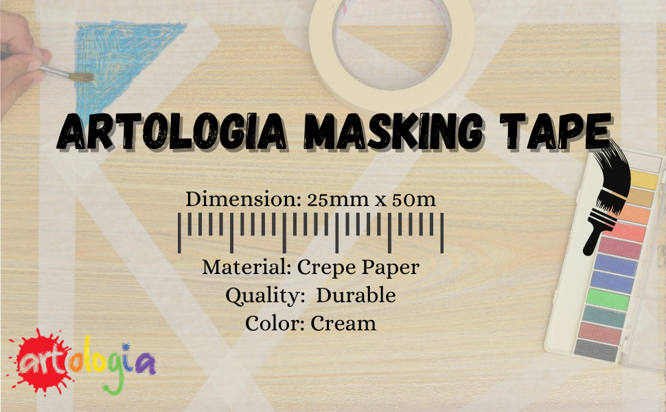 ARTOLOGIA 5 Pcs Masking Tape 25mm NonBleeding Wide Masking Tape for