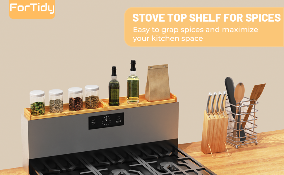 ForTidy Stove Top Shelf Over Stove Spice Rack 30‘’ Let