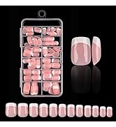 IMRAIN 120 Pieces Press on Nails Short Square Fake Nails White French Gel False Nail Tips Full Co...