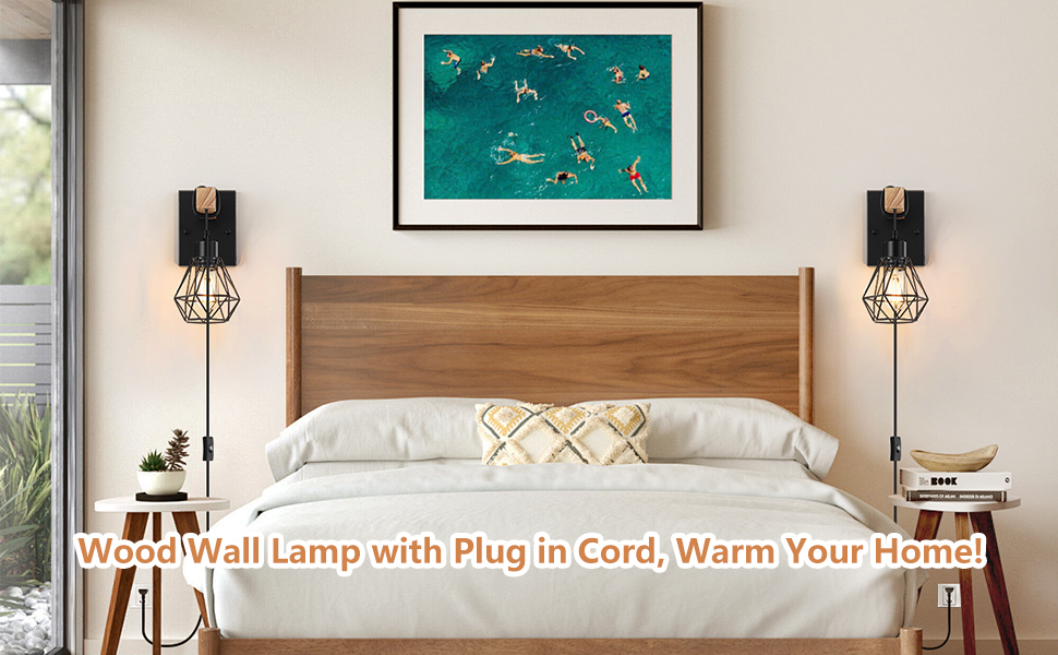 Indoor Rustic Wall Lamp for Bedroom Living Room