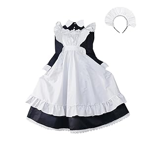 Amazon.co.jp: [ルナリ] メイド服 3点セット 長袖 ロング丈