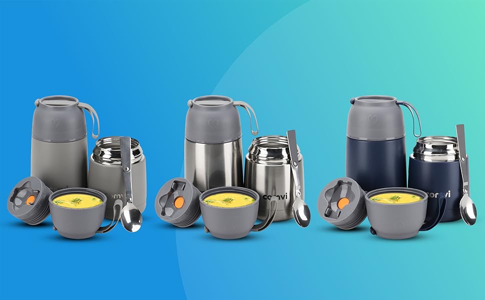 Comvi Food Flasks for hot food 630 & 430ML Keep food hot containers