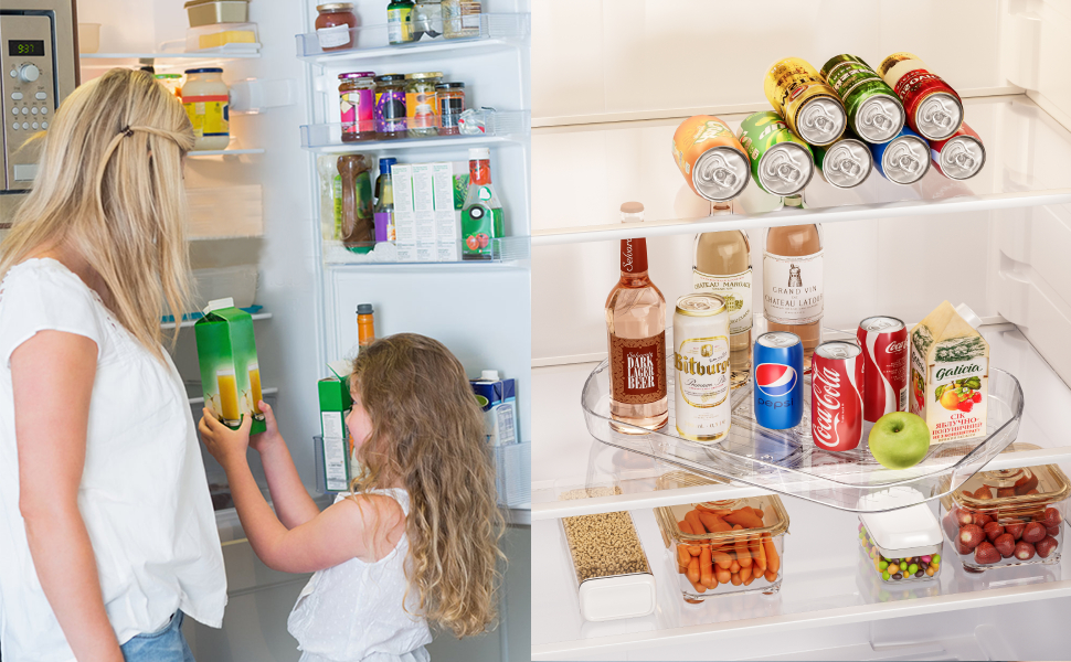 VERYMODEL Lazy Susan Turntable Organizer for Refrigerator, 15.76" Rectangular Clear