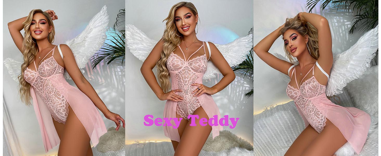 Enchanting beauty: the enchanting chemise teddy with veil skirt