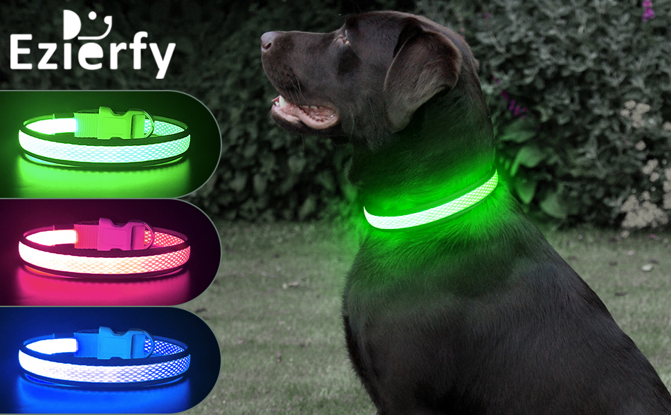 Ezierfy Light Up Dog Collars Rechargeable LED Dog Collar
