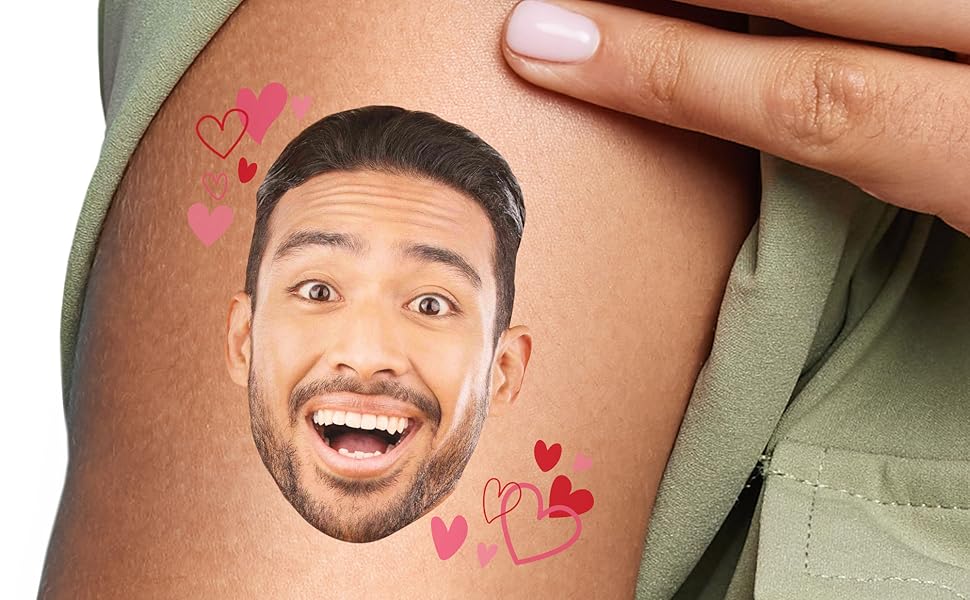 Pink and Red Hearts Fun Face Tattoo