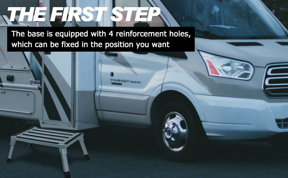 Safety RV Steps, Height Adjustable Folding Platform Step