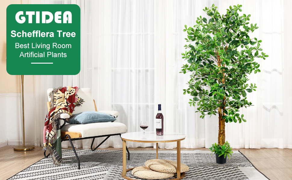 GTIDEA Faux Black Olive Tree 6.6ft, Tall Faux Trees Indoor with Natural Trunk and