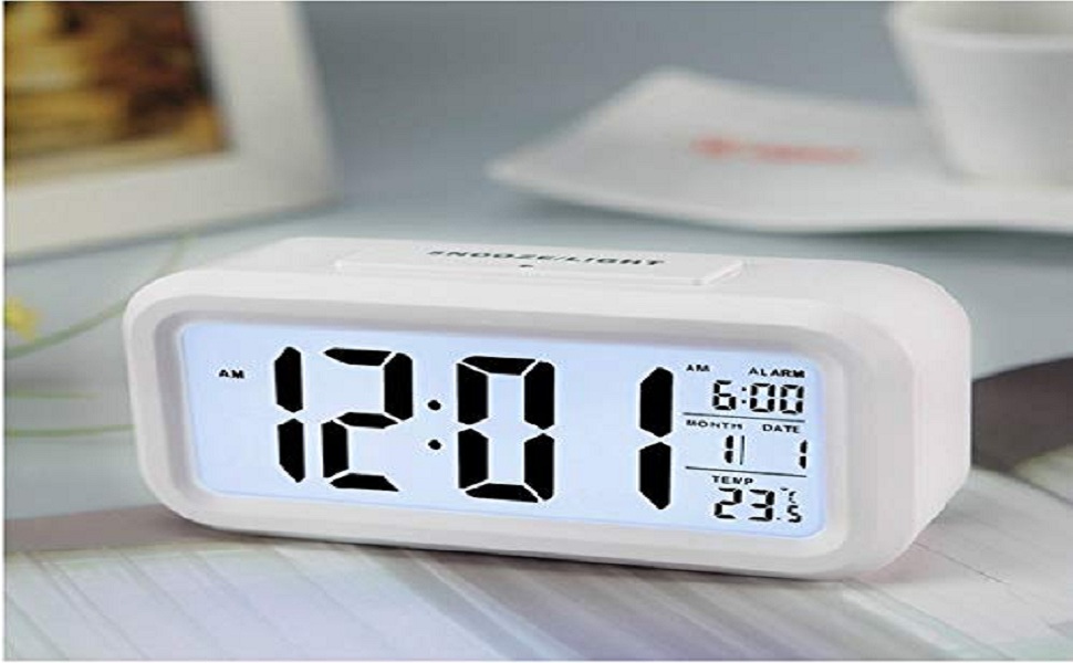 White Digital Rectangle Clock White 8 190_White Alarm
