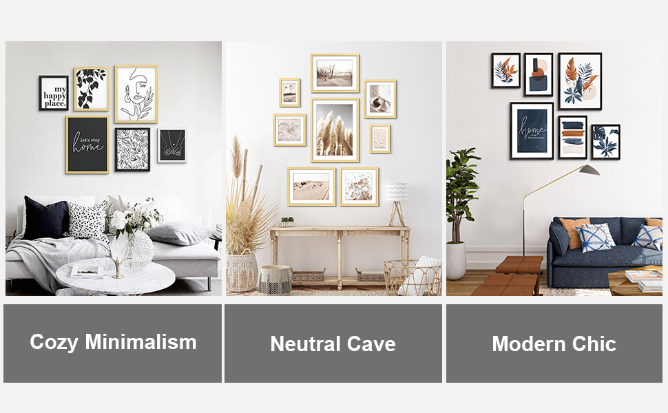 ArtbyHannah Gallery Wall Art Frame Set of 8 Frames with Prints for Home