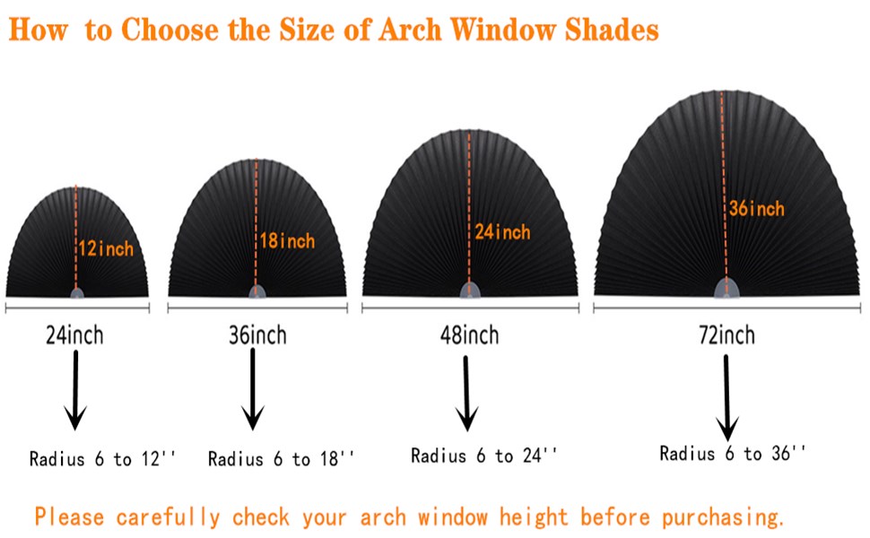 Jlong Arch Half Circle Window Shade Pleated Blinds No Tools