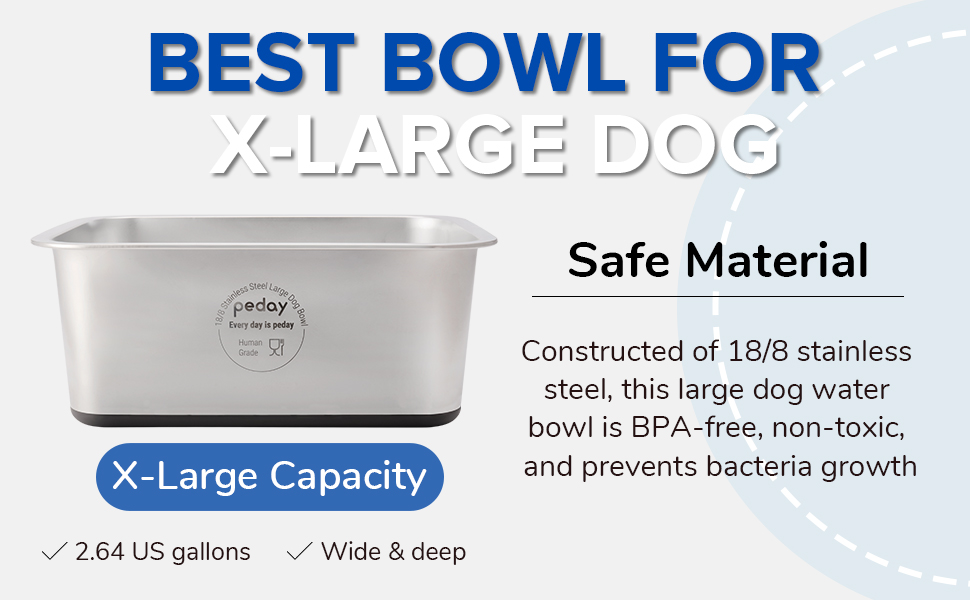 Pet Supplies PEDAY Extra Large Dog Water Bowls, Human Grade, Non Slip