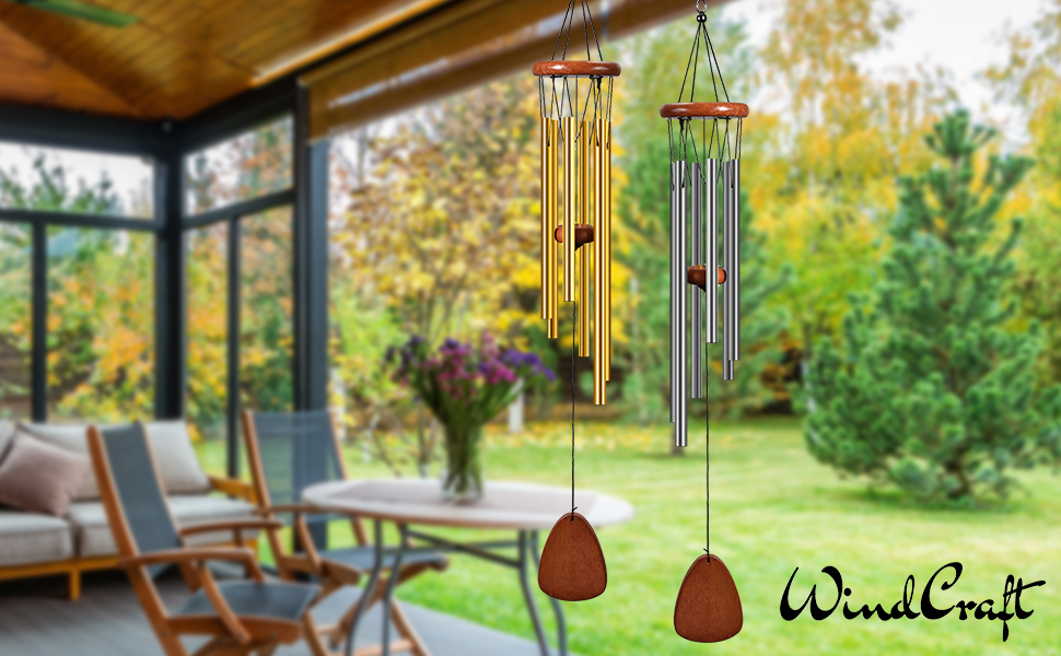WindCraft 26 Inch Wooden Wind Chimes for Outside, Wind
