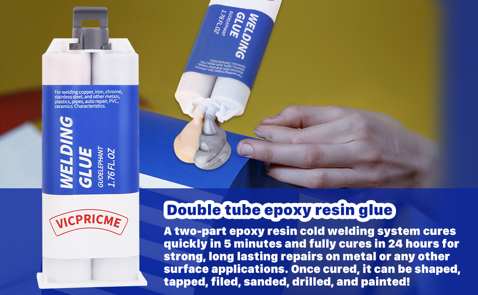 VICPRICME Metal Glue, 1.76oz 2 Part Liquid Metal Welding Epoxy Glue, Marine Filler