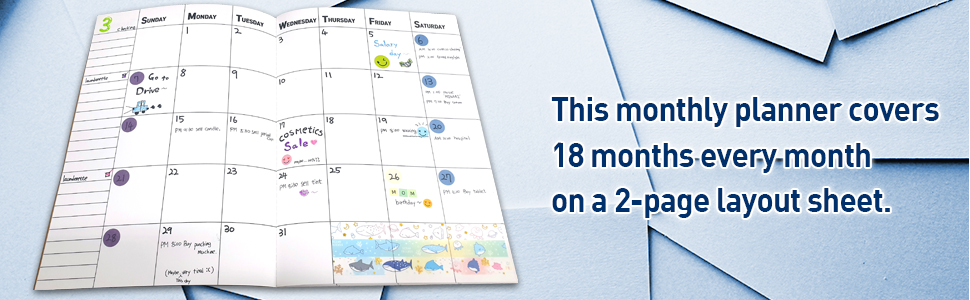 Undated Big Large Monthly Planner - 2023-2024 Blank Calendar Book and Organizers 8.5 x 11 Inches - Kraft 14 Weanos-Monthly-planner-large
