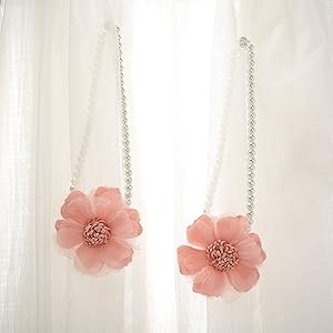 flower curtain tieback pearl beaded magnetic