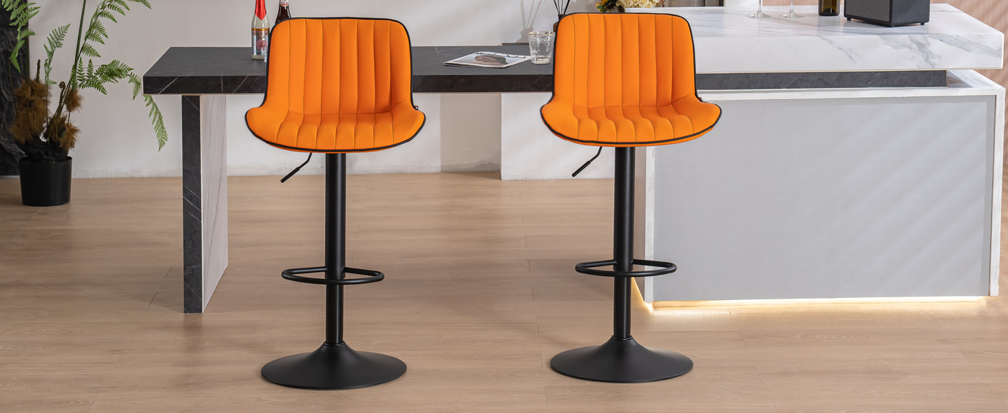YOUNUOKE Orange Bar Stools Modern Design PU Leather Seat Counter Height