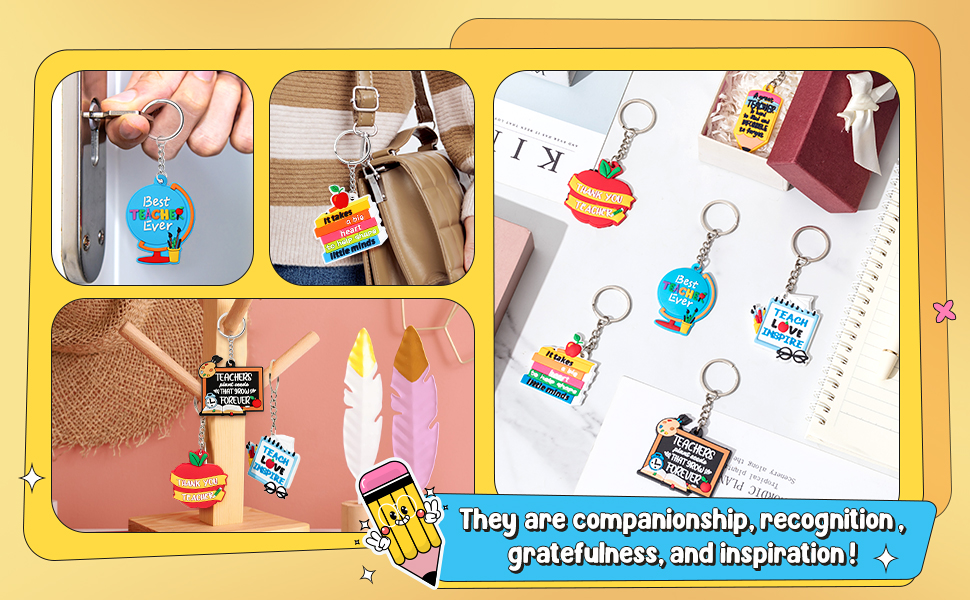 Henoyso 36 Pcs Teacher Keychains Bulk Teacher Gifts Teacher