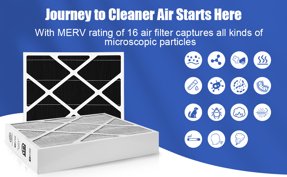 Two Pack X6675 Air Filter 20" x 25" x 5" Air Filter, Merv16 AC Furnace