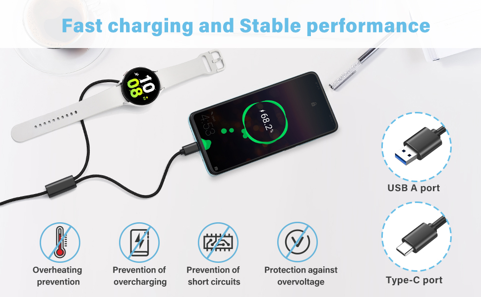 2-in-1 watch charger cable