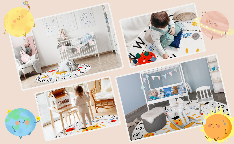 LTKOUGFAM ABC Kids Rug,4 ft Washable Nursery Rug,Soft Plush