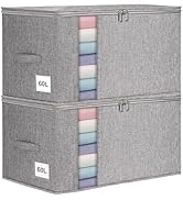 Punemi Large Clothes Storage Bags, 2 Pack Comforter Storage Bag with Sturdy Structure/Zipper for ...