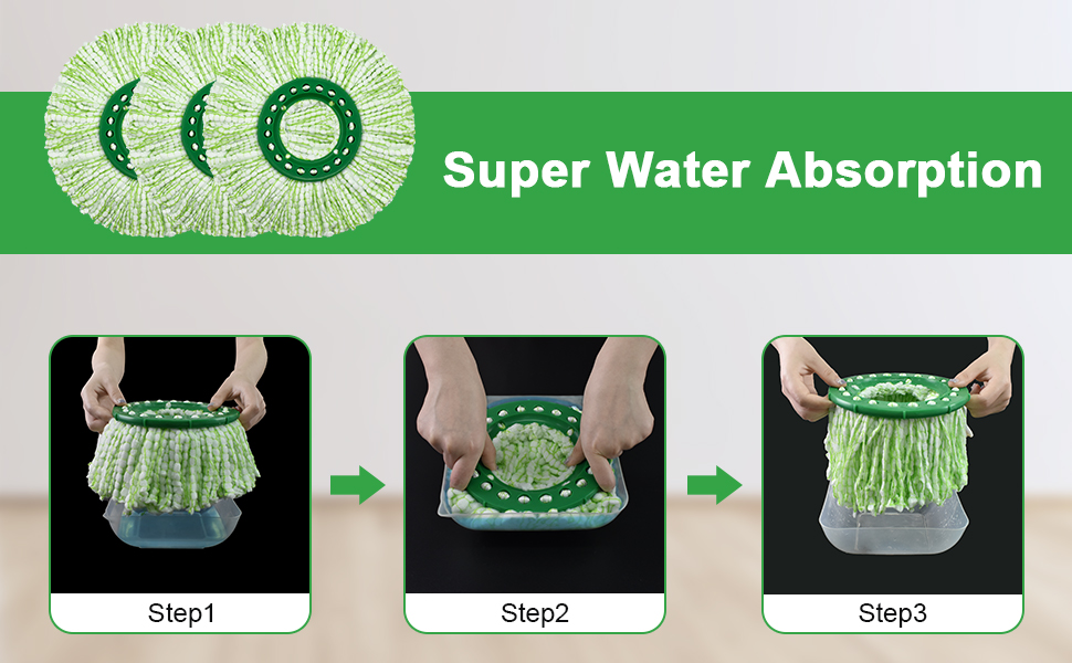 3 Pack Spin Mop Head Replacement Compatible with Libman