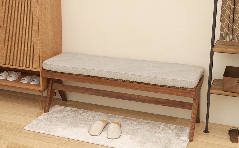 mudilun Bench Cushion for Indoor/Outdoor with Velcro NonSlip Patio Furniture