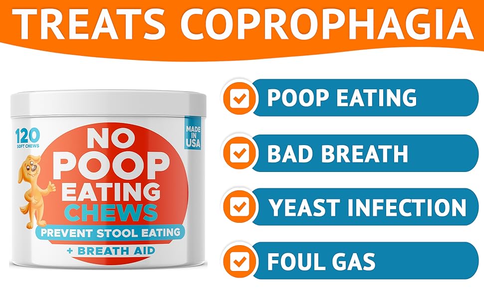Chew No Poo Coprophagia Treatment for Dogs Prevent Dog Poop Eating Natural