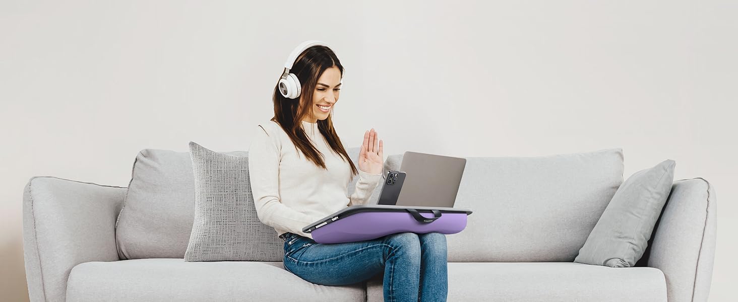 Couch lap desk with soft cushion for laptop and writing work at home work from home remote worker