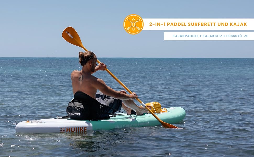 SUP paddle surf board das sich in ein aufblasbares Kajak verwandeln lässt