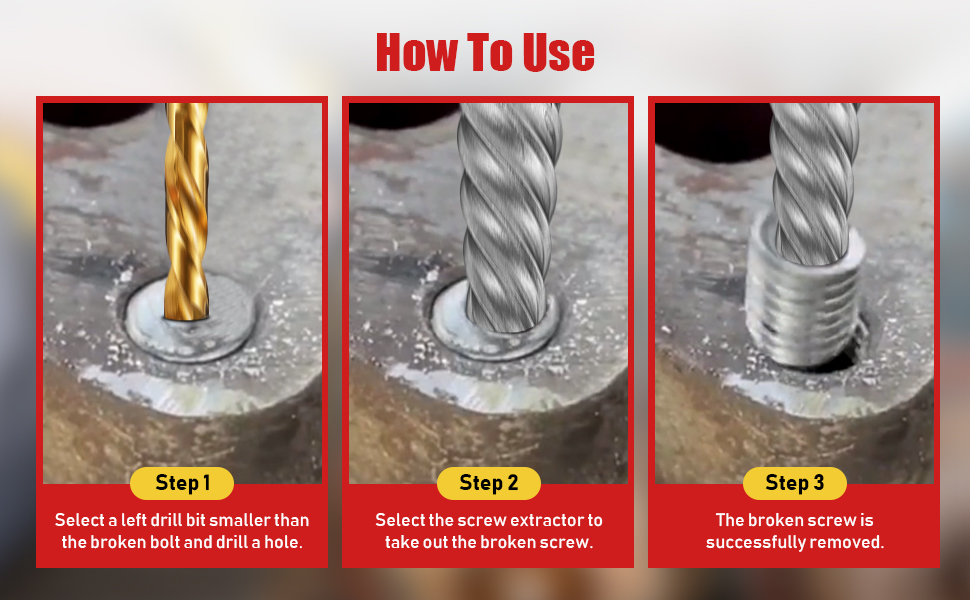 Kannino 10 Piece Screw Extractor Set and Left Hand Drill Bits Set