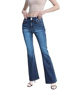ZMTUO Women's High Waisted Flared Jeans - Bell Bottom & Bootcut with Double Button Stretch Whisker