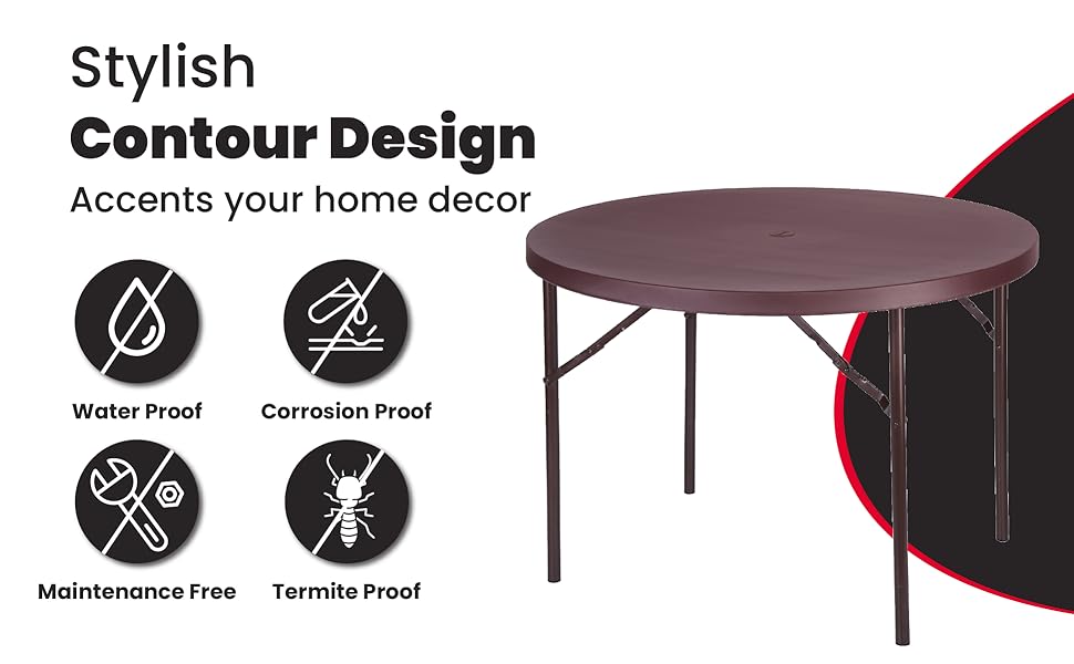 Supreme Furniture Disc Foldable, Round Plastic Table