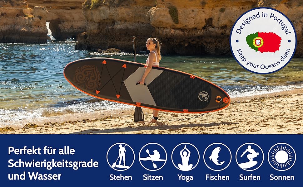 Nemaxx PB366II Stand Up Paddle Board (SUP) 366x75x15 cm Orange/Grau