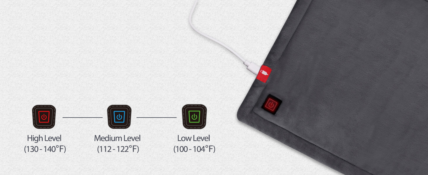 Comfheat USB Heating Pad, 5V Portable Heated Travel Blanket Pads Heat Settings