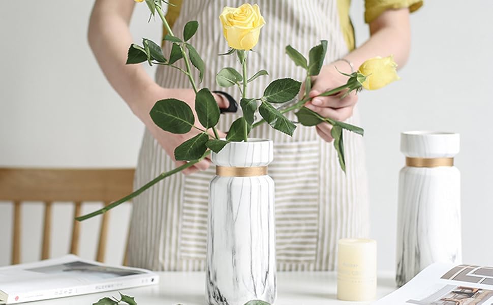 Amazon.co.jp: AIVAR 花瓶 陶器 白 花器 かびん フラワーベース