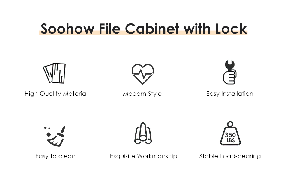 Soohow File with Lock, 3 Drawer Filing for