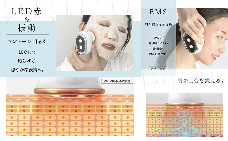 Amazon.co.jp: 美顔器 洗顔ブラシ ボディケア EMS RF 赤LED 高速