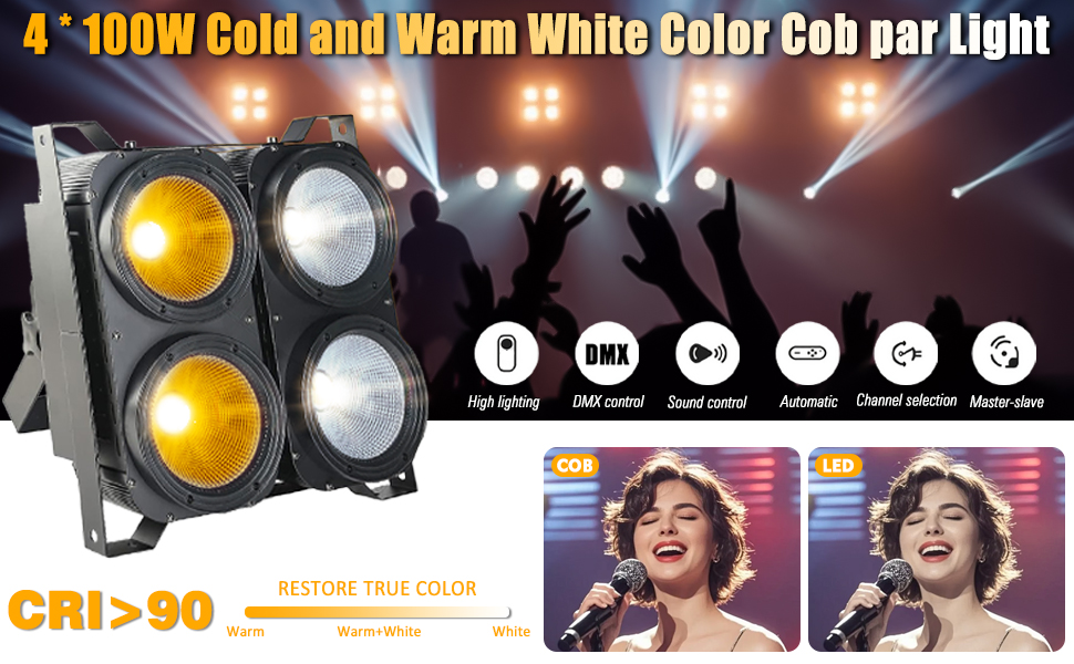 Amazon.com: MAD OWL Led 4 * 100W Cold and Warm White Color Cob par