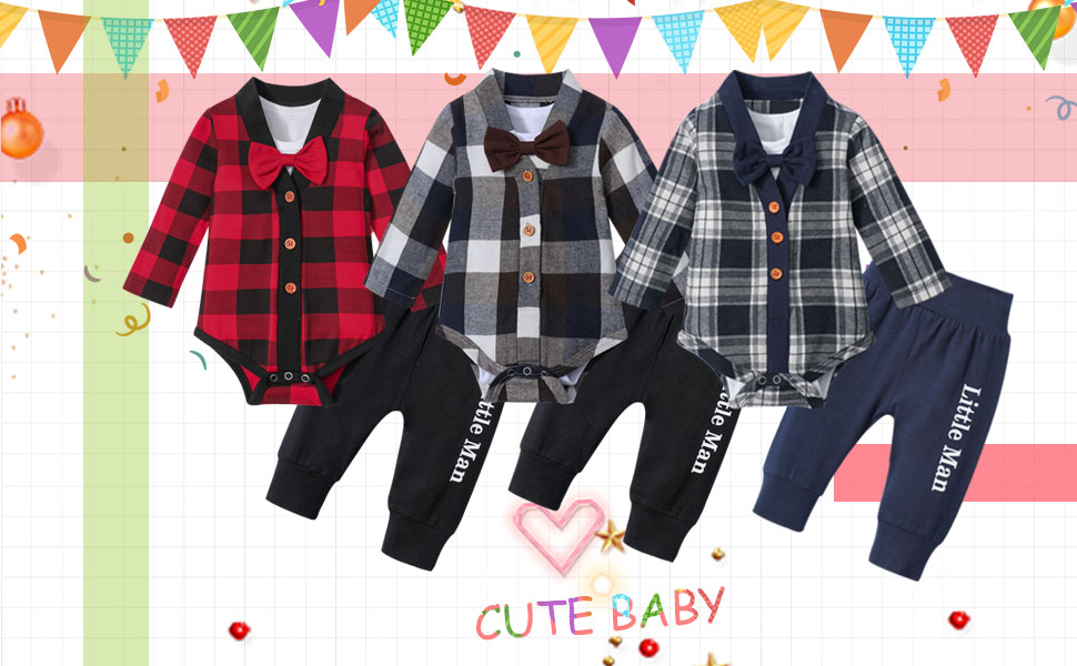 AGAPENG Baby Boy Clothes Christmas Outfit Red and Black