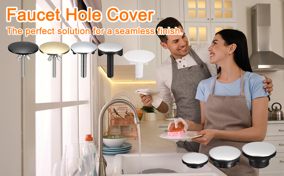 sourcing map 2 Pieces Kitchen Sink Hole Covers, Zinc Alloy Faucet Hole