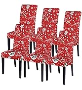 SearchI Christmas Chair Covers Set of 6, Stretch Xmas Kitchen Chair Cover Removable Washable Holi...