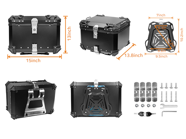 Amazon.com: MOSYQI Motorcycle Top Case 45L, Big Trunk Box Helmet